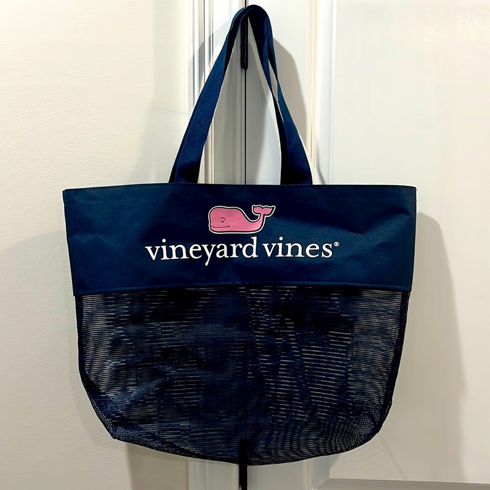 Large reusable Vineyard Vines bag with mesh bottom